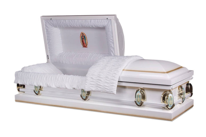 Our Lady of Guadalupe - Beautiful White funeral casket