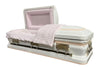 Burial casket in white color with pink interior