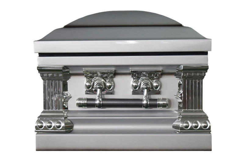 Silver Casket with White Interior - Metal Casket