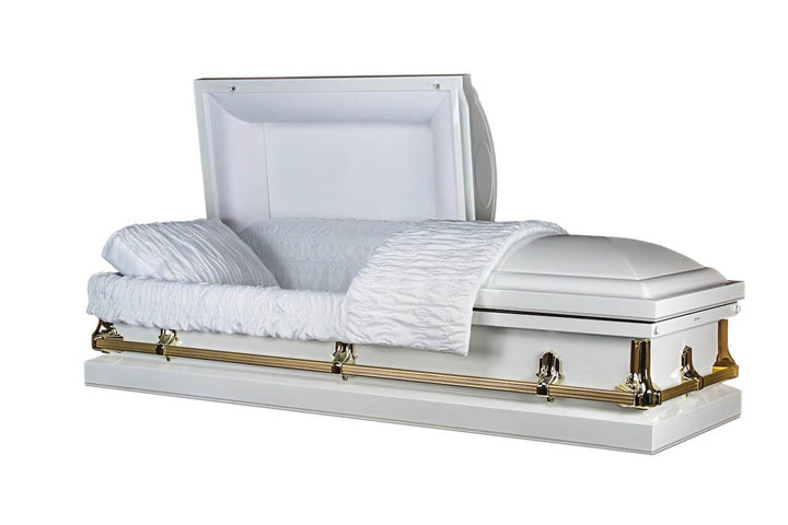 Princeton White - Glossy White Finish with White Crepe Interior- Metal Casket - Trusted Caskets