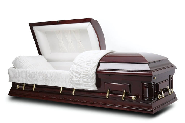 Hamilton Burial Casket with Cherry Finish & Ivory Velvet Interior ...