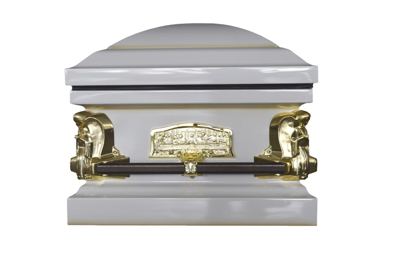 'Last Supper' Antique White and Gold Casket