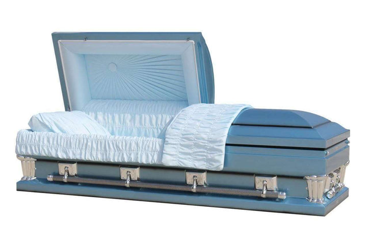 Adams Blue 27.5- Oversized Casket in Monarch Blue Finish and Blue Interior - Trusted Caskets
